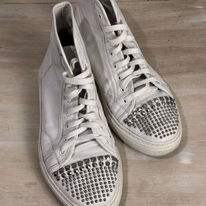 Gucci Men's White High-Top Sneakers with Silver Studs